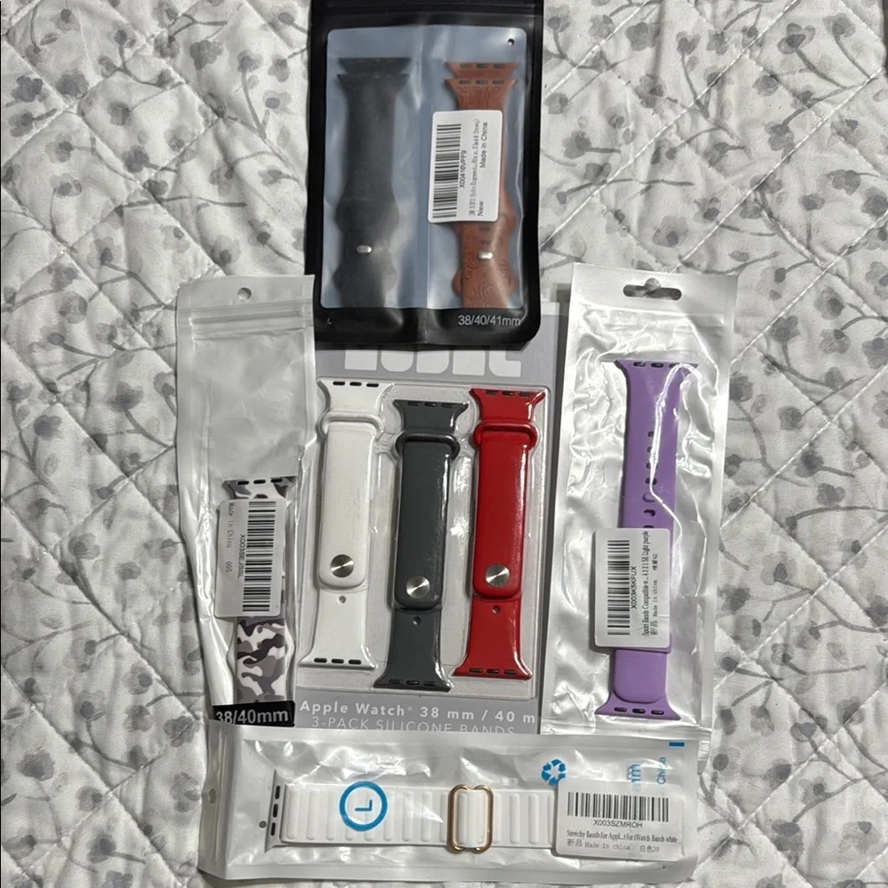 Apple Watch Silicone Bands - Black, White, Red, Purple set/8